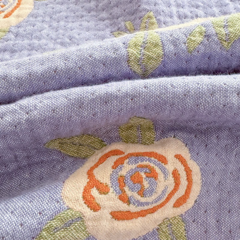 King Size Cotton Gauze Quilt | Bow-Knot & Rose Design