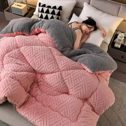 Thick Sherpa Winter Blanket | Soft Polyester with Quilt Core | Available in Twin, Full, Queen, King