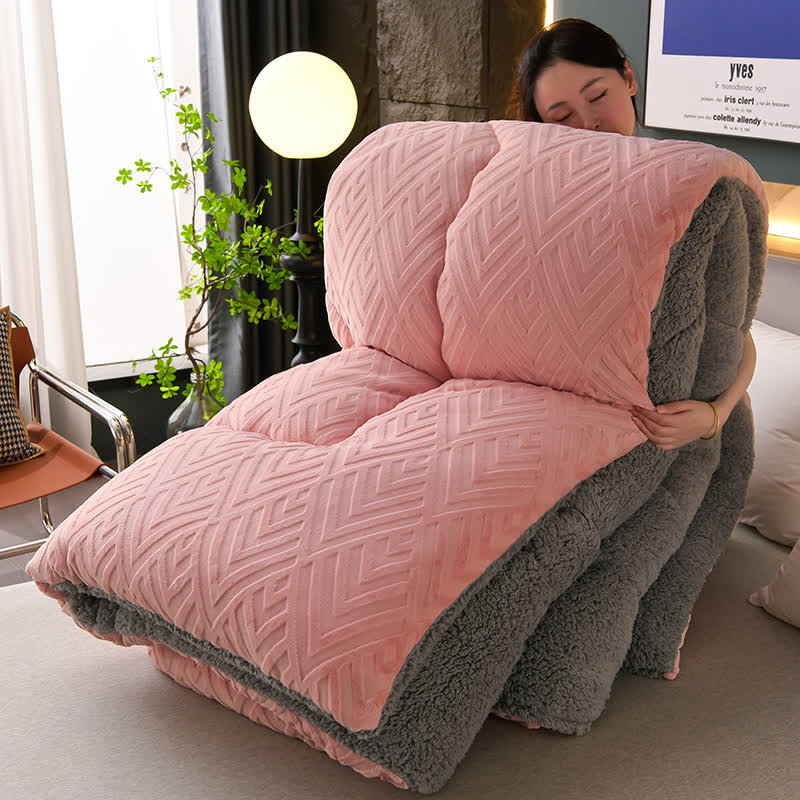 Thick Sherpa Winter Blanket | Soft Polyester with Quilt Core | Available in Twin, Full, Queen, King