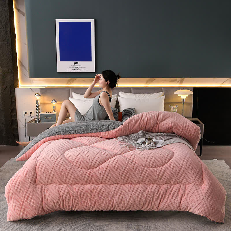 Thick Sherpa Winter Blanket | Soft Polyester with Quilt Core | Available in Twin, Full, Queen, King