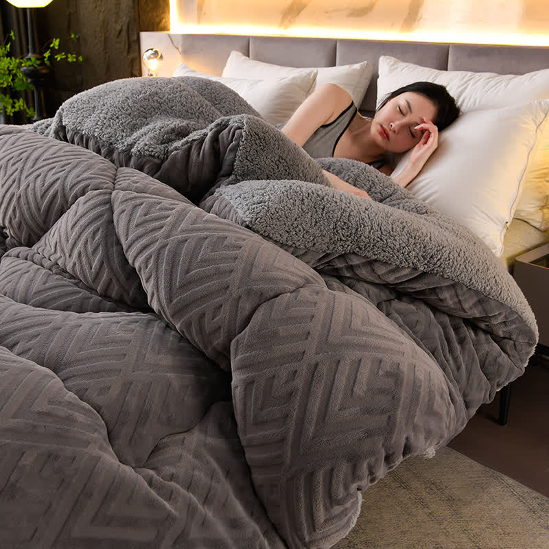 Thick Sherpa Winter Blanket | Soft Polyester with Quilt Core | Available in Twin, Full, Queen, King