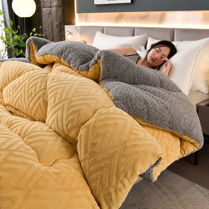 Thick Sherpa Winter Blanket | Soft Polyester with Quilt Core | Available in Twin, Full, Queen, King