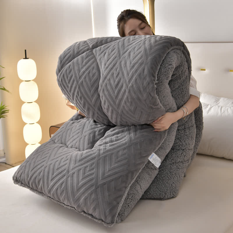 Thick Sherpa Winter Blanket | Soft Polyester with Quilt Core | Available in Twin, Full, Queen, King