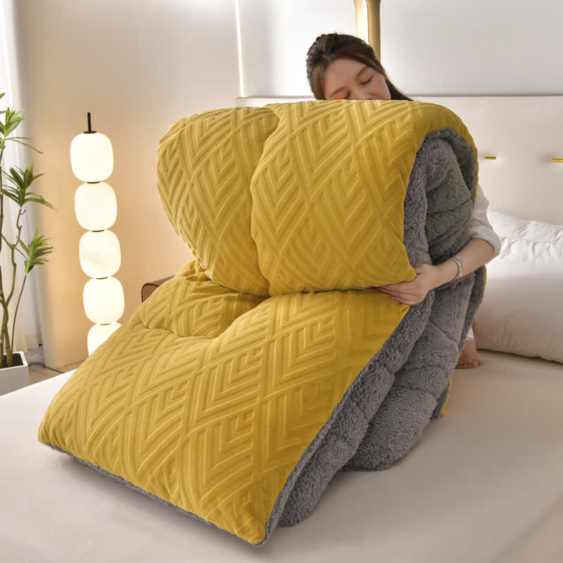Thick Sherpa Winter Blanket | Soft Polyester with Quilt Core | Available in Twin, Full, Queen, King