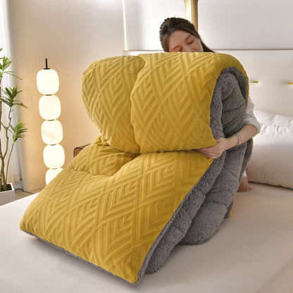 Thick Sherpa Winter Blanket | Soft Polyester with Quilt Core | Available in Twin, Full, Queen, King