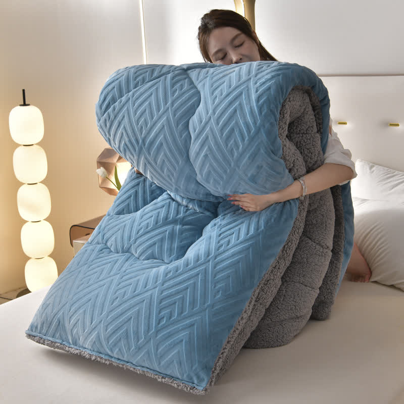 Thick Sherpa Winter Blanket | Soft Polyester with Quilt Core | Available in Twin, Full, Queen, King