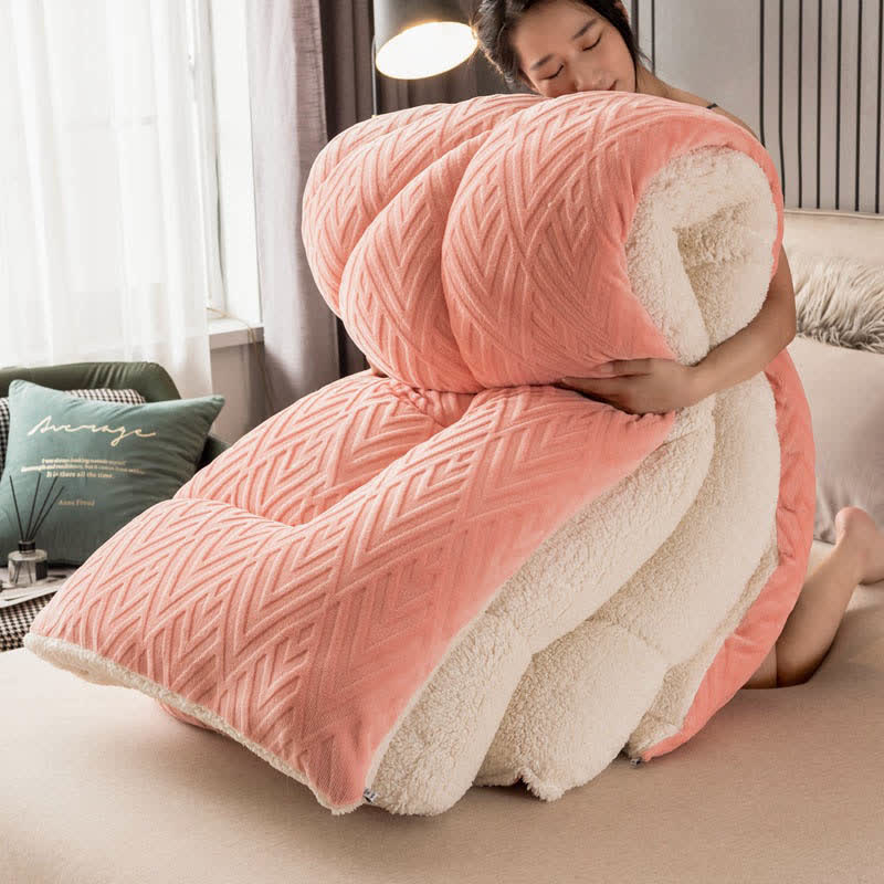 Thick Sherpa Winter Blanket | Soft Polyester with Quilt Core | Available in Twin, Full, Queen, King