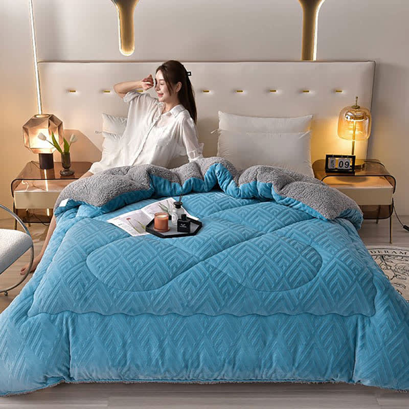 Thick Sherpa Winter Blanket | Soft Polyester with Quilt Core | Available in Twin, Full, Queen, King