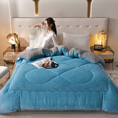 Thick Sherpa Winter Blanket | Soft Polyester with Quilt Core | Available in Twin, Full, Queen, King