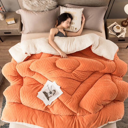 Thick Sherpa Winter Blanket | Soft Polyester with Quilt Core | Available in Twin, Full, Queen, King