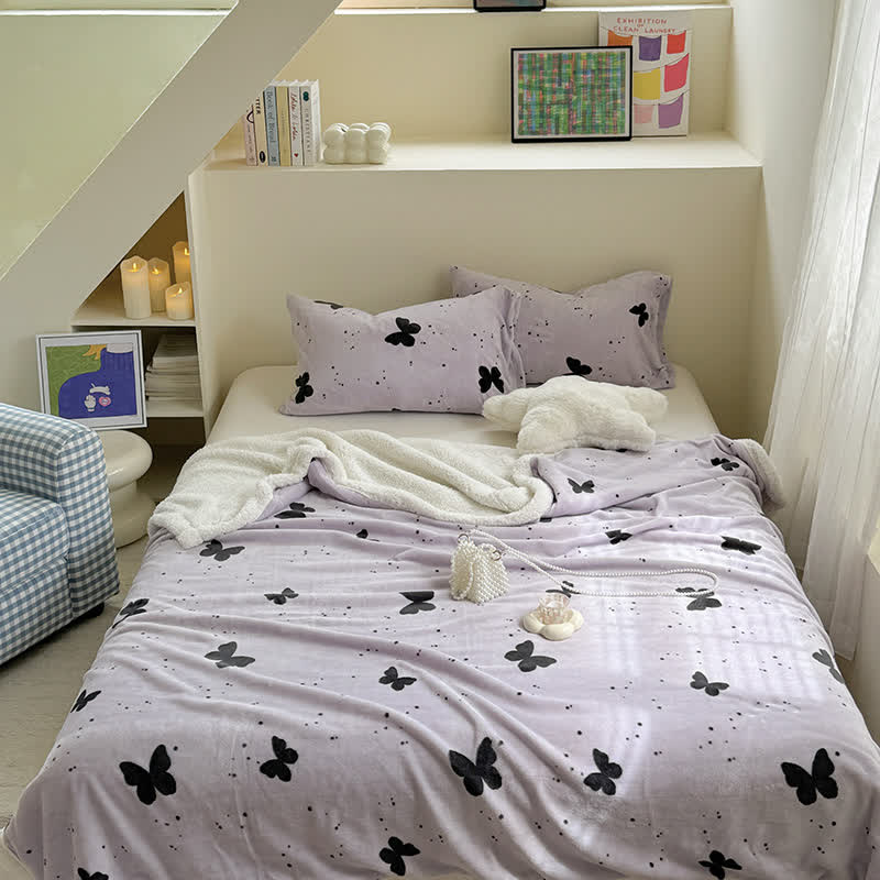 Butterfly Sherpa Throw Blanket | Premium Polyester | Full Size 59"x79"