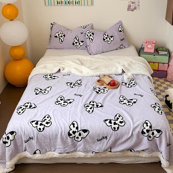 Butterfly Sherpa Duvet Cover Blanket | Ultra-Soft Polyester | Full/Queen Size