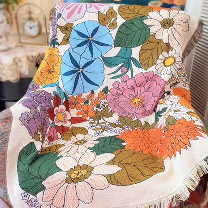 Colorful Floral Tapestry Blanket | High-Quality Polycotton | 51"x63" & 63"x86"
