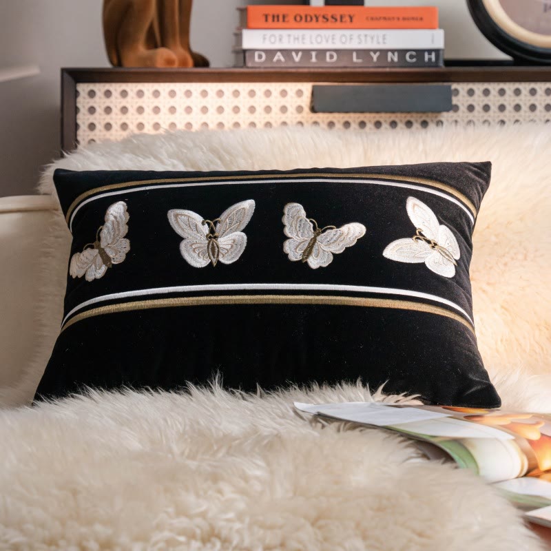Butterfly Embroidery Decorative Pillowcase | Soft Polyester | 45cm x 45cm