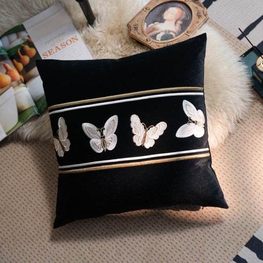 Butterfly Embroidery Decorative Pillowcase | Soft Polyester | 45cm x 45cm