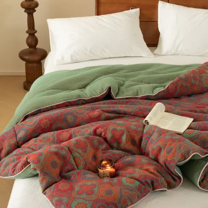 Vintage Jacquard Cotton Quilt | Soft Cotton Gauze | Full/Queen Size