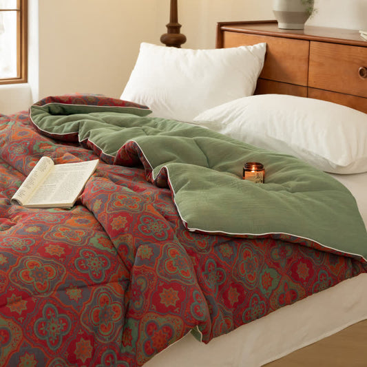 Vintage Jacquard Cotton Quilt | Soft Cotton Gauze | Full/Queen Size