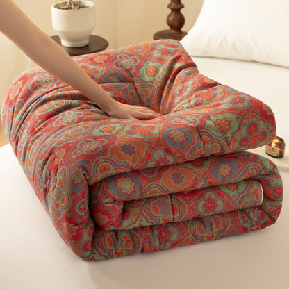 Vintage Jacquard Cotton Quilt | Soft Cotton Gauze | Full/Queen Size