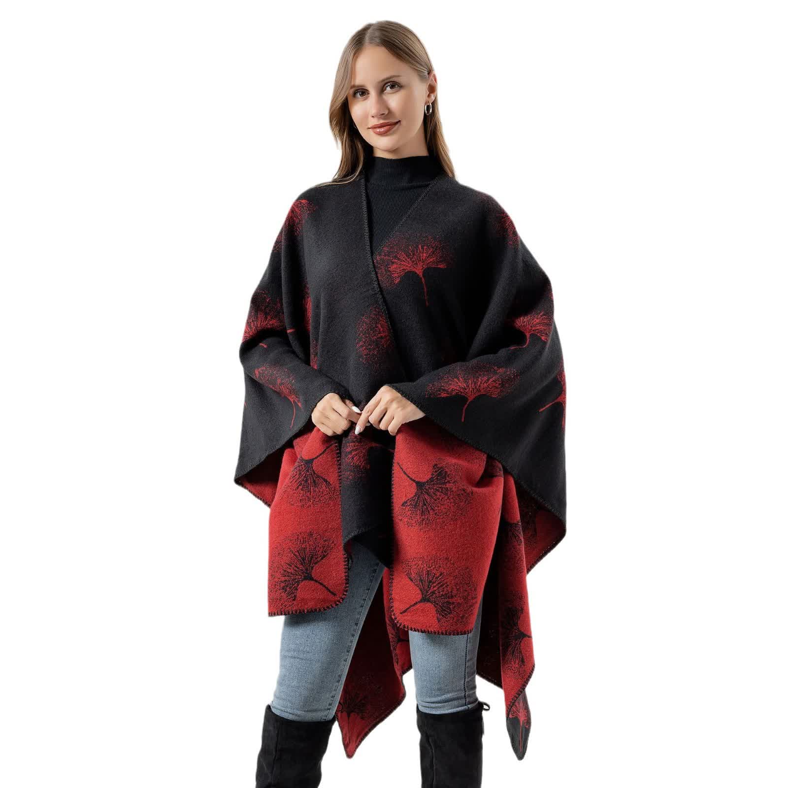 Ginkgo Leaf Travel Shawl | Soft Acrylic | 51" x 59"