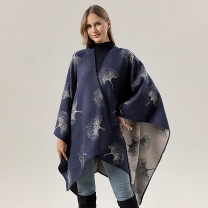 Ginkgo Leaf Travel Shawl | Soft Acrylic | 51" x 59"
