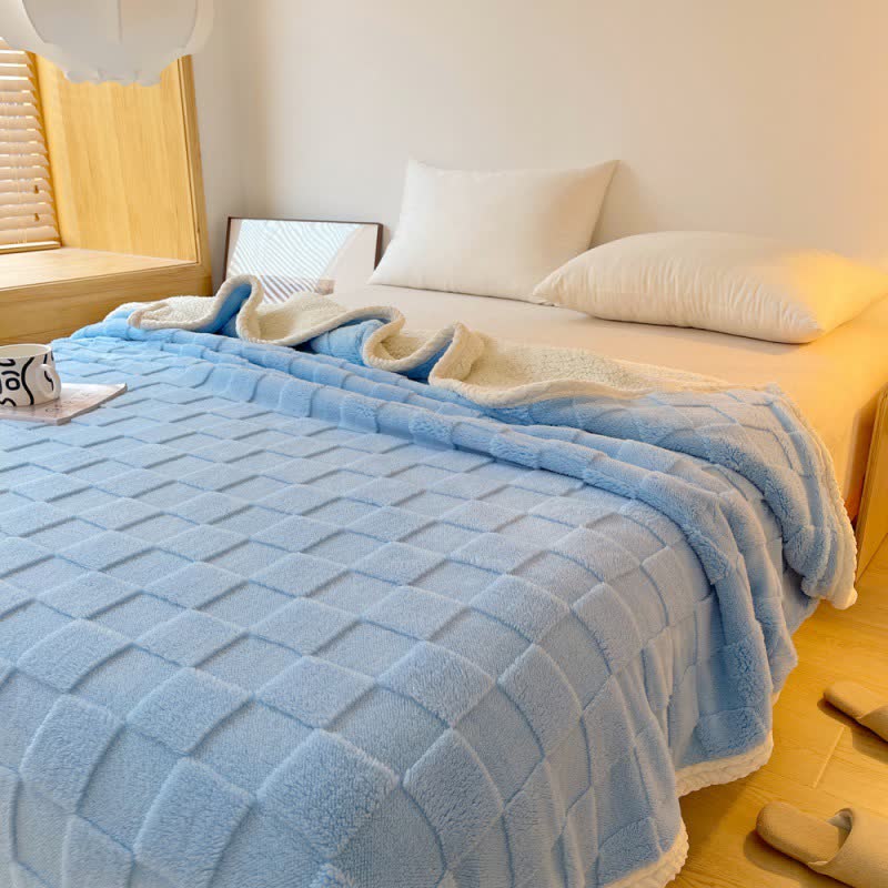 Checkerboard Sherpa Blanket | Soft Polyester | 39" x 59"