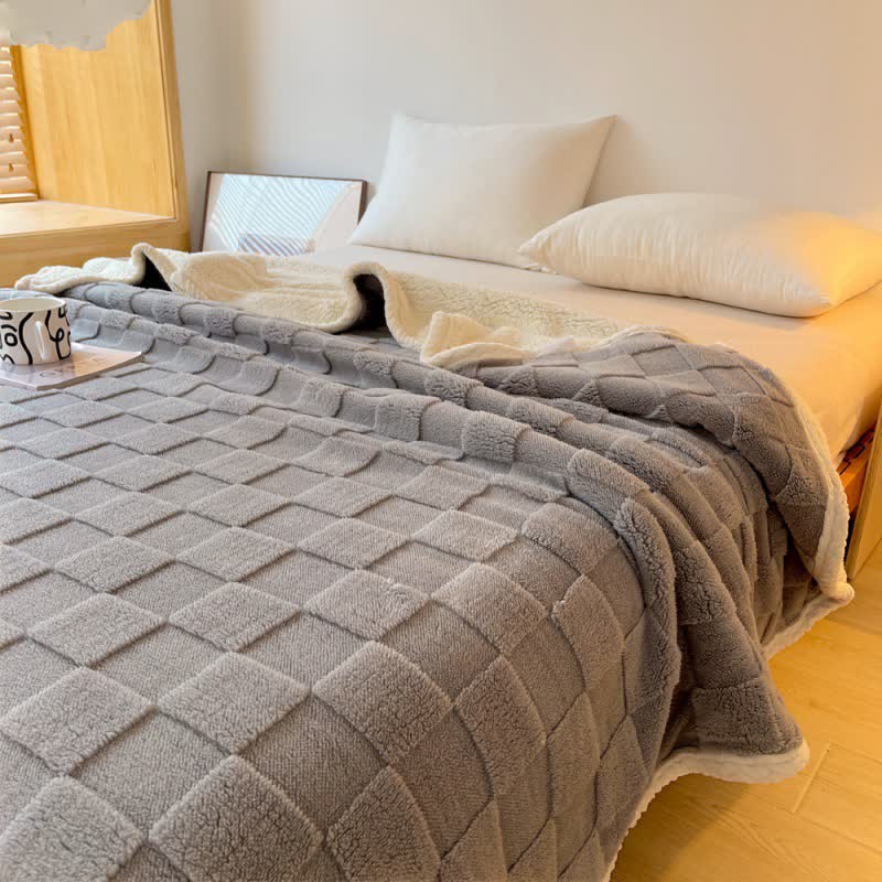 Checkerboard Sherpa Blanket | Soft Polyester | 39" x 59"