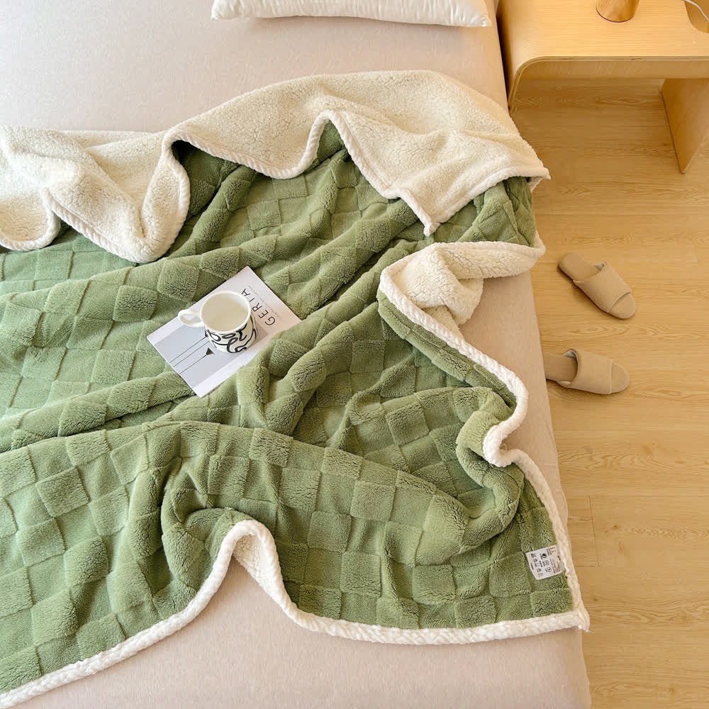 Checkerboard Sherpa Blanket | Soft Polyester | 39" x 59"