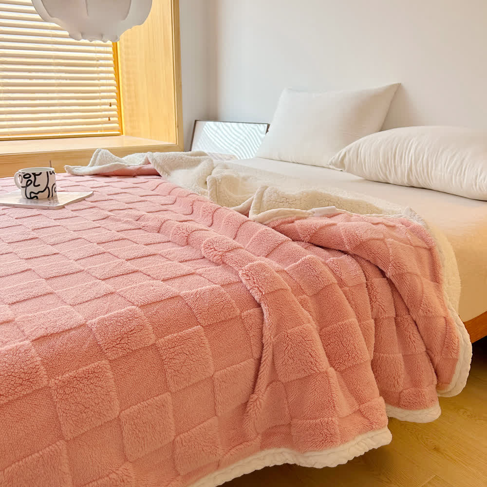 Checkerboard Sherpa Blanket | Soft Polyester | 39" x 59"