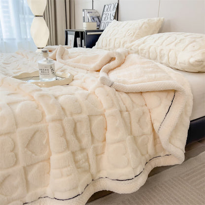 Heart Print Fleece Blanket | Soft Polyester | Multiple Sizes Available