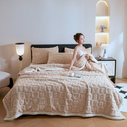 Heart Print Fleece Blanket | Soft Polyester | Multiple Sizes Available