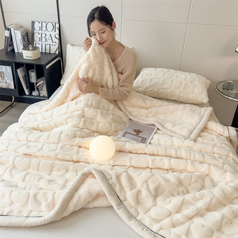 Heart Print Fleece Blanket | Soft Polyester | Multiple Sizes Available
