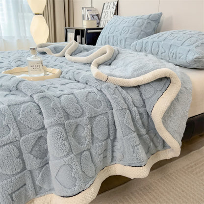 Heart Print Fleece Blanket | Soft Polyester | Multiple Sizes Available