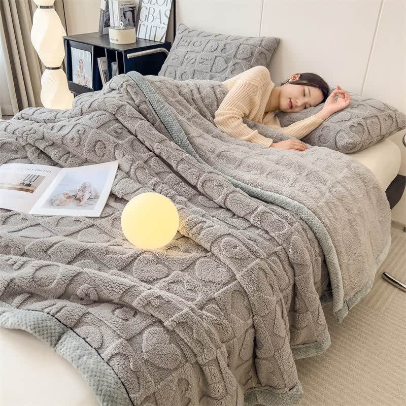 Heart Print Fleece Blanket | Soft Polyester | Multiple Sizes Available