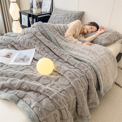 Heart Print Fleece Blanket | Soft Polyester | Multiple Sizes Available