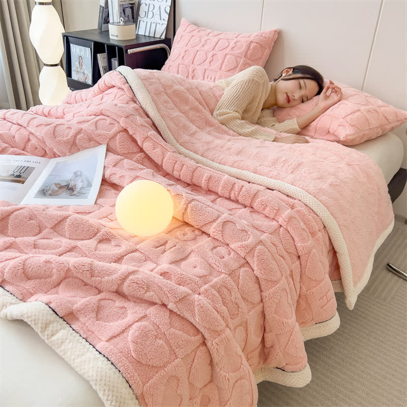 Heart Print Fleece Blanket | Soft Polyester | Multiple Sizes Available