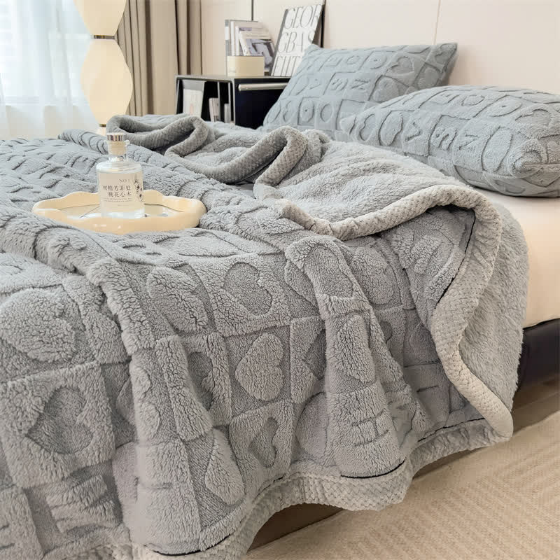 Heart Print Fleece Blanket | Soft Polyester | Multiple Sizes Available