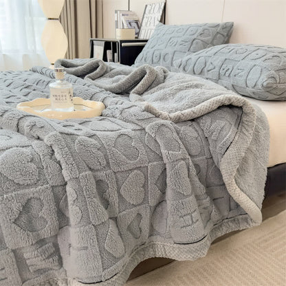 Heart Print Fleece Blanket | Soft Polyester | Multiple Sizes Available
