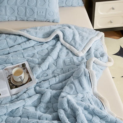 Heart Print Fleece Blanket | Soft Polyester | Multiple Sizes Available