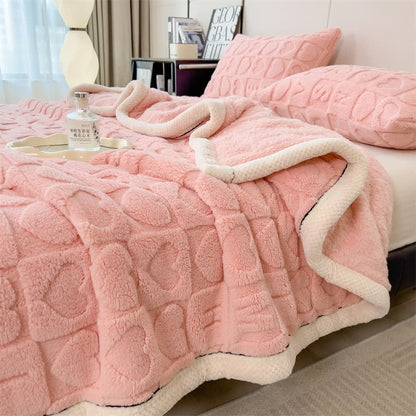 Heart Print Fleece Blanket | Soft Polyester | Multiple Sizes Available