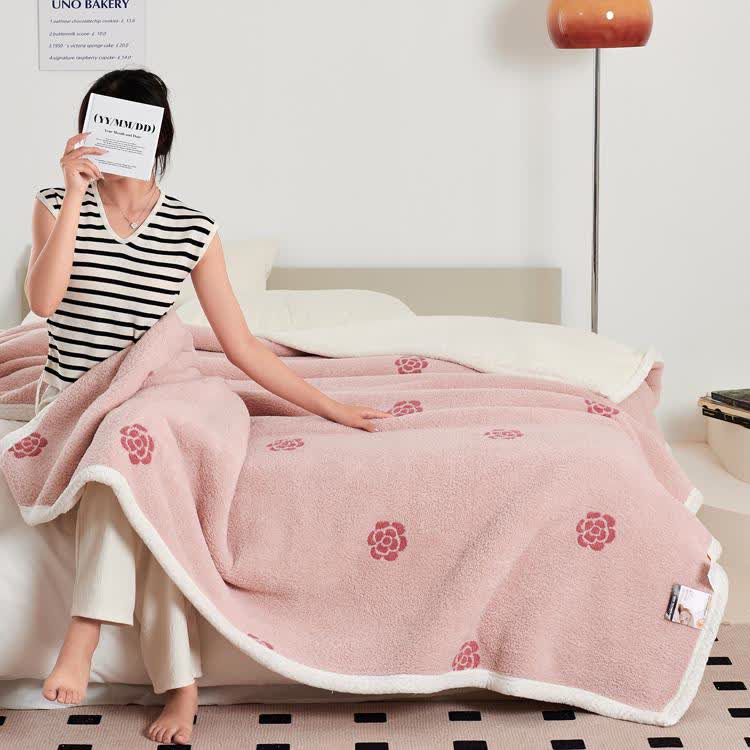 Camellia Fleece Blanket | Soft Polyester | Available in Multiple Sizes