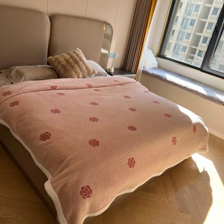 Camellia Fleece Blanket | Soft Polyester | Available in Multiple Sizes