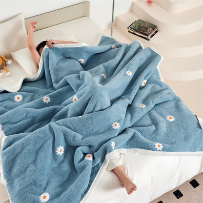 Fleece Blanket | High-Quality Polyester | Floral Daisy Design