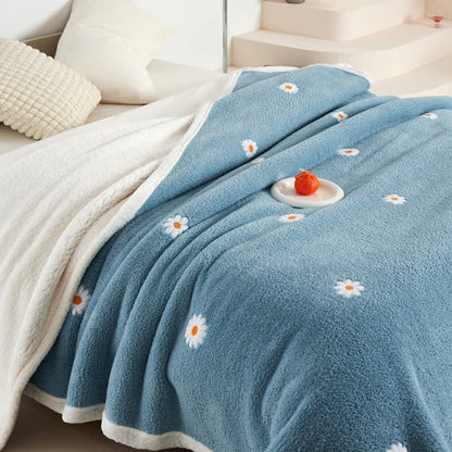 Fleece Blanket | High-Quality Polyester | Floral Daisy Design