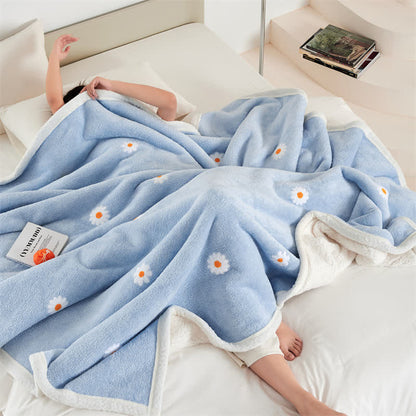Fleece Blanket | High-Quality Polyester | Floral Daisy Design