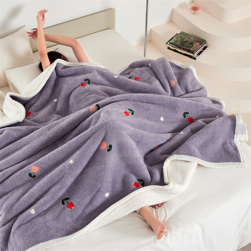 Pastoral Tulip Fleece Throw Blanket | Soft Polyester | Available in Multiple Sizes
