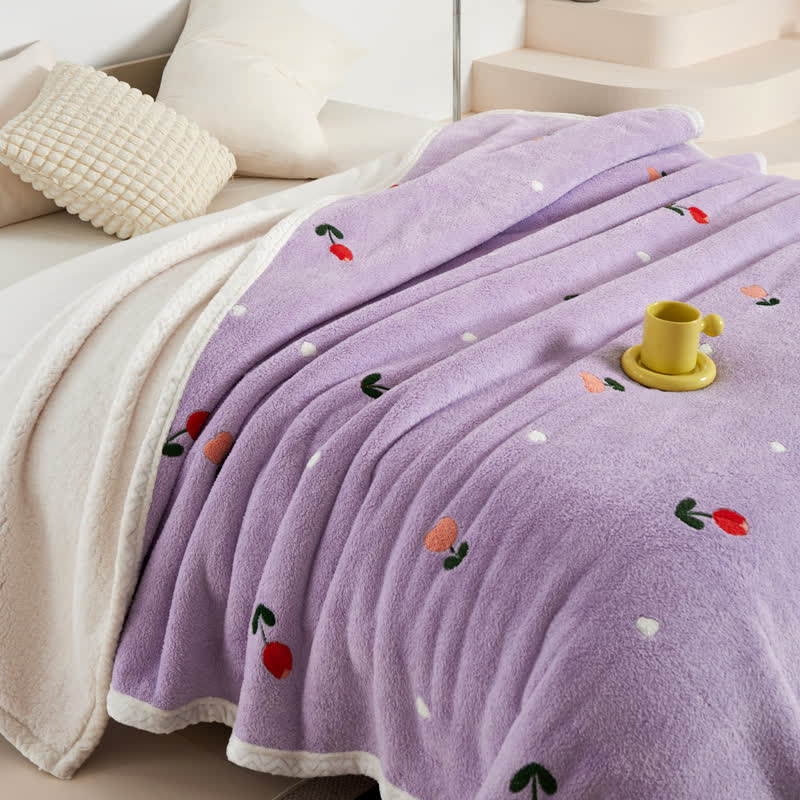 Pastoral Tulip Fleece Throw Blanket | Soft Polyester | Available in Multiple Sizes