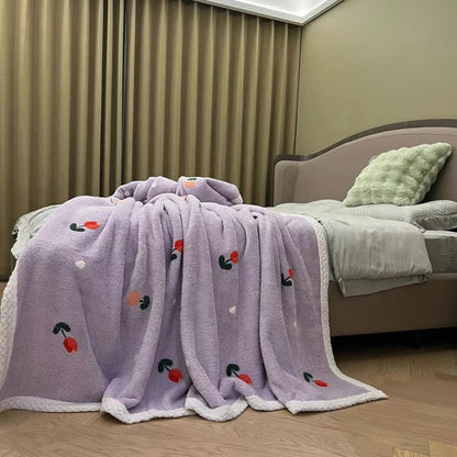 Pastoral Tulip Fleece Throw Blanket | Soft Polyester | Available in Multiple Sizes