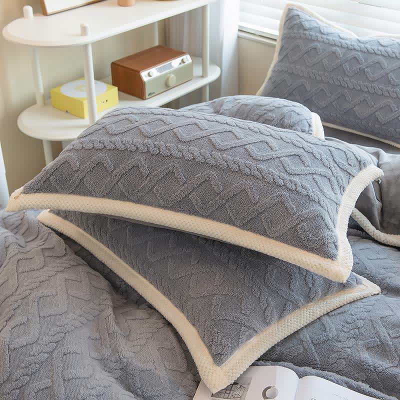 Diamond Texture Fleece Pillowcases | Soft Polyester | Set of 2