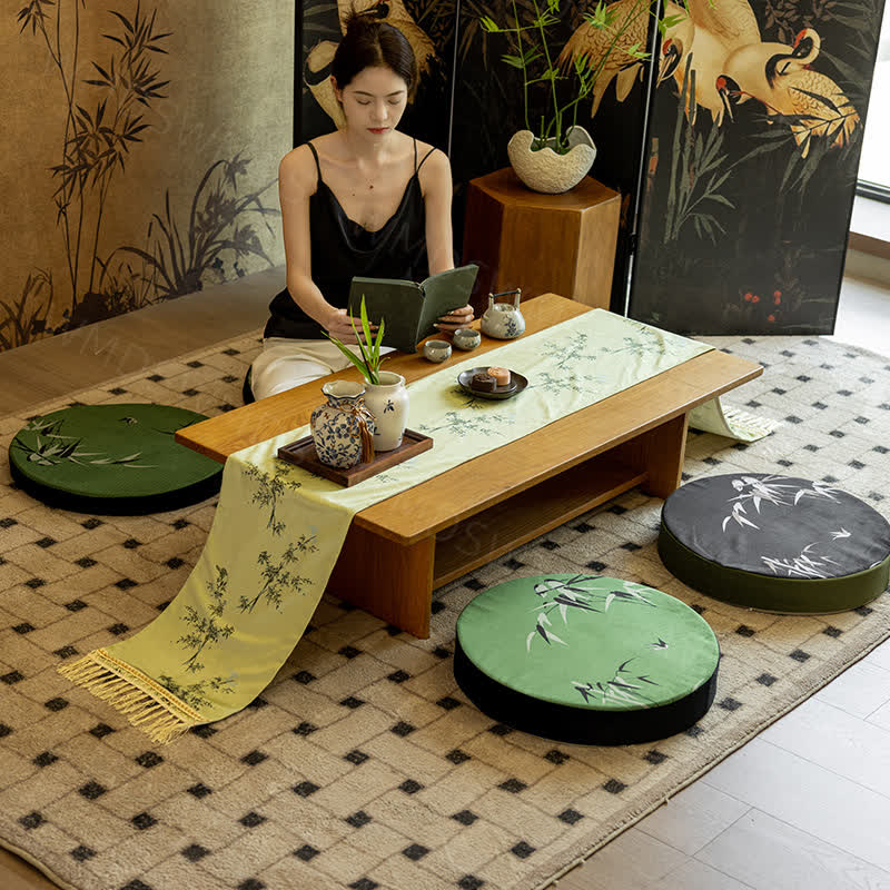 Bamboo Floor Cushion | Polyester & Polypropylene Cotton Filling | 40cm x 40cm