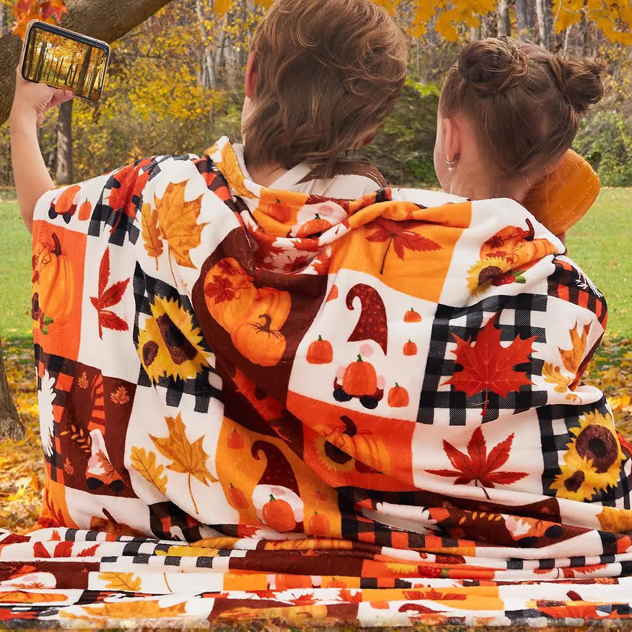 Halloween Pumpkin Flannel Blanket | Soft Polyester | Multiple Sizes Available